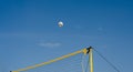 Net filet beach volley ball against blue sky . Relaxing activities on vacation at the sea