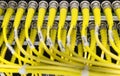 Yellow Network cables connected to the server Royalty Free Stock Photo