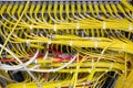 Yellow Network cables connected to the server Royalty Free Stock Photo
