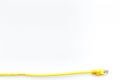 Yellow network wires with tips on white background top view copyspace Royalty Free Stock Photo