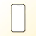 Yellow new smartphone with blank screen with shadow