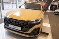 yellow new stylish electric Audi SQ8 all-wheel drive sports crossover K3 class, German Volkswagen Group, automotive industry,