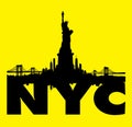Yellow New York City skyline Statue of liberty Vector Royalty Free Stock Photo