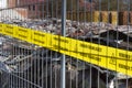 Yellow no Trespassing tape for asbestos in dutch