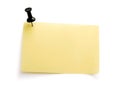 Yellow note with black pin Royalty Free Stock Photo