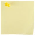 Yellow note pad with yellow pin Royalty Free Stock Photo