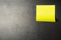 Yellow note paper or sticky note on blackboard texture Royalty Free Stock Photo