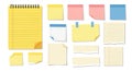 Yellow notebook and assorted colored sticky papers Royalty Free Stock Photo