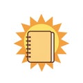 Yellow Notebook and Bright Sun Illustration Royalty Free Stock Photo