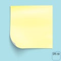 Yellow notepad. Yellow Sticky Note on blue background.