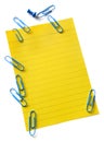 Yellow Notepaper with Paperclips