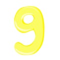 yellow number 9 in cartoon style, colorful number nine in the form of a balloon, fun math