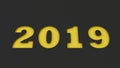Yellow 2019 number cut in black paper