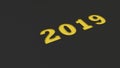 Yellow 2019 number cut in black paper