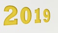 Yellow 2019 number cut in white paper