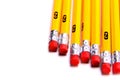 Yellow number 2 drawing pencils and erasers Royalty Free Stock Photo