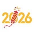 Yellow 2026 numbers with red and yellow firecracker exploding new year celebration explosion Royalty Free Stock Photo