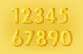 Yellow numbers set 3d realistic. Pastel glossy collection inflated font number 1,2,3,4,5,6,7,8,9,0. Decorative elements
