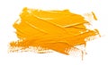 Yellow ochre strokes of the paint brush isolated Royalty Free Stock Photo