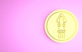 Yellow Octopus on a plate icon isolated on pink background. Minimalism concept. 3d illustration 3D render