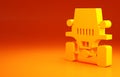 Yellow Off road car icon isolated on orange background. Jeep sign. Minimalism concept. 3d illustration 3D render