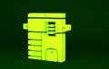 Yellow Office multifunction printer copy machine icon isolated on green background. Minimalism concept. 3d illustration Royalty Free Stock Photo