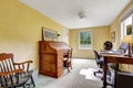Yellow office room interior with antique furniture