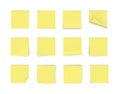 Yellow office stickers isolated on a white background.