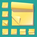 Yellow office sticky memory notes vector illustration sticker paper adhesive information memo blank.