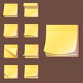 Yellow office sticky memory notes vector illustration sticker paper adhesive information memo blank.