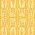 Yellow Ogee Background Vector Seamless Pattern. Modern Classic Geometric pattern. Monochrome Feathers Print Royalty Free Stock Photo