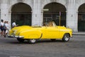 Yellow old Havana car Royalty Free Stock Photo