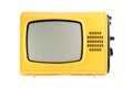 Yellow old vintage TV set isolated on white background. 1970s, 1980s, 1990s TV. Royalty Free Stock Photo