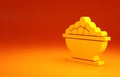 Yellow Olives in bowl icon isolated on orange background. Minimalism concept. 3d illustration 3D render