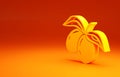 Yellow Olives branch icon isolated on orange background. Minimalism concept. 3d illustration 3D render