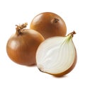 3 yellow onion isolated on white background Royalty Free Stock Photo
