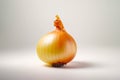 Yellow onion on white background with shadow on the side of the onion. Generative AI Royalty Free Stock Photo