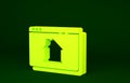 Yellow Online real estate house in browser icon isolated on green background. Home loan concept, rent, buy, buying a