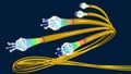 Yellow optical fiber cables or fiber optics