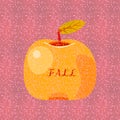 Yellow orange apple fruit with text fall Royalty Free Stock Photo