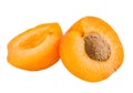 Yellow-orange apricots, half apricot with pip