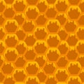 Yellow, orange beehive background. Honeycomb, bees hive cells pattern. Bee honey shapes. Vector geometric seamless Royalty Free Stock Photo