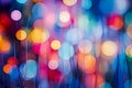 Yellow and orange blurred lights with bokeh effect. Colorful festive bokeh in New Year or Christmas style, concept background. Royalty Free Stock Photo