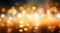Yellow orange bokeh lights background created with Generative AI. Defocused blurred lights.