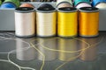 Yellow Orange Embroidery thread reels Royalty Free Stock Photo