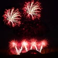 Yellow orange fireworks at Vilnius fireworks festival. Holidays concept.Fireworks in Lithuania. Colorful display