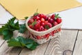 Fresh cherries and red ripe strawberries on a white plate Royalty Free Stock Photo