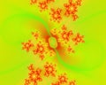 Yellow orange green bright decorative abstract fractal, flower design, leaves, background Royalty Free Stock Photo