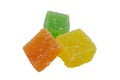 Yellow Orange and Green jelly cubes Royalty Free Stock Photo