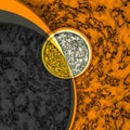 Yellow, orange, grey and white marble textures, mixed circle pattern